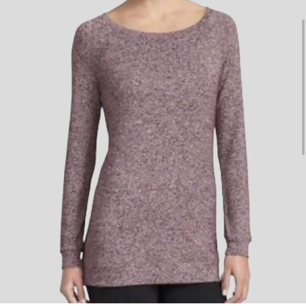 Athleta Luxe Pose Heathered long Sleeve Tunic Top in Heathered Purple